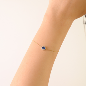 14K <b>Solid</b> <b>Gold</b> Sapphire and Diamond Tennis Bracelet-September Birthstone - Product Image 5