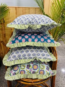 Fundas de Almohada Decorativas Hechas a Mano, Estilo Bohemio, 100% Algodón, Estampado Indio de Lujo, con Volantes, Florales, Lavables y Personalizables - Product Image 6