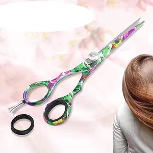 Professional Hair <b>Scissors</b> Stainless Steel Blade Colorful <b>Floral</b> Handle Long Handle Right Handed Hairdressing Shears - Product Image 3