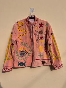Bohemian Velvet Suzani Jacket Embroidered Jacket Oversize Winter Jacket Uzbek <b>Duster</b> Style Handmade Jacket Gift for Her - Product Image 2