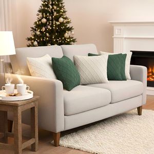 Juego de 6 Fundas de Almohada de Punto Diamantado SOGA de 45 cm en Verde Bosque y Crema, Elegante Colección de Cojines y Almohadas - Product Image 6