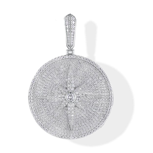 Collar con Colgante de Disco Redondo de Diamante Moissanita, Plata 925, Cadena con Dije Circular, Joyería de Lujo, Regalo para Hombres y Mujeres - Product Image 1