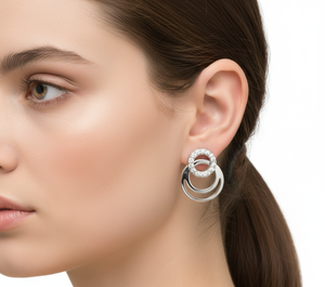 Pendientes de Diamantes Redondos para Mujer, Diamantes Naturales y Cultivados en Laboratorio - Product Image 3