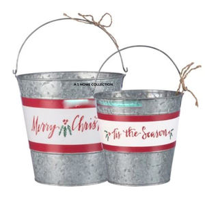 Nouveau seau de Noël attrayant pour la décoration festive de la maison, au design rustique, parfait pour les ornements ou les cadeaux à sublimer. - Product Image 2