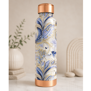 Floral Pattern <b>Metal</b> <b>Water</b> <b>Bottle</b> With Copper Lid Portable Travel Drinkware - Product Image 4