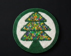 Handmade Beaded <b>Coaster</b> with Tree Design, Round Colorful Embroidered <b>Drink</b> <b>Coaster</b> Festive Table Decor Gift <b>for</b> Home - Product Image 5