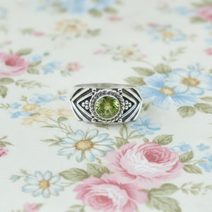 Natural <b>Peridot</b> Silver <b>Ring</b> Handmade 925 Sterling Gold Plated Minimalist Geometric Band Women Fashion Fine Jewelry Gift for Men - Product Image 1
