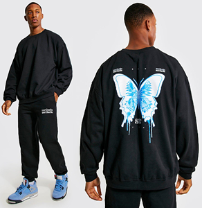 Sweat-shirt à col rond pour homme, 2 pièces, surdimensionné, costume de survêtement, décontracté, Jogging, sport, usine directe - Product Image 1