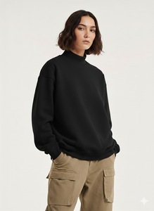 เสื้อสเวตเชิ้ตผู้หญิง แขนยาว คอเต่า ผ้าฟลีซหนานุ่ม พิมพ์โลโก้ด้านหน้า ทรงโอเวอร์ไซส์ สำหรับฤดูหนาว ผ้าไม่ยับ ระบายอากาศได้ดี แห้งเร็ว - Product Image 3