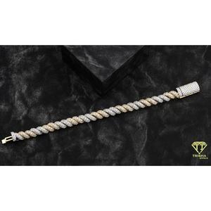 Luxury Statement <b>Bracelet</b> Featuring Interwoven <b>White</b> and Yellow Gold Links Covered with Sparkling Moissanite - Product Image 4