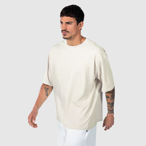 Mens Oversized O Neck <b>Short</b> <b>Sleeve</b> T-Shirt 100% Cotton Jersey Fabric Solid Color Casual Style White - Product Image 2