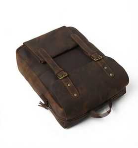 Vintage Genuine <b>Leather</b> <b>Backpack</b> With Hasp Closure Dark Brown All Seasons Daily Use - Product Image 2