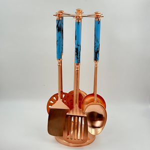 Luxury Design <b>Copper</b> Finish Stainless Steel <b>Kitchen</b> Set With Set Of 6 With Resin <b>Handle</b> Use For <b>Kitchen</b> In Low Price In India - Product Image 2