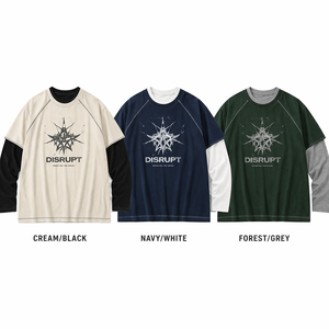 Camiseta de Manga Larga Raglán de Doble Capa de Algodón Grueso de 300g, para Hombre, Talla Grande, Estampado Gráfico Vintage, Logotipo Personalizado, Precio Bajo - Product Image 2