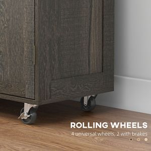Carrello da Cucina Moderno su Ruote con Tre Armadietti, Ripiano Regolabile, Design Impilabile in Legno di Quercia Ecologico e MDF - Product Image 5