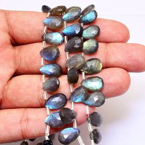 Perles de labradorite facettées en forme de poire 9x13mm, labradorite naturelle haute brillance, pierres semi-précieuses, perles en vrac pour bijoux - Product Image 3