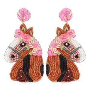 Boucles d'oreilles longues bohèmes à pompons en perles brodées faites à la main CRYSTAL CRAFT pour femmes, couleur personnalisée, motif losange, cadeaux élégants - Product Image 6