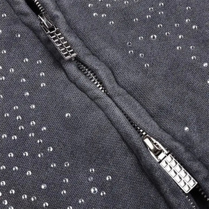 Sudadera con Capucha Premium de Algodón Pesado con Lavado Ácido, Adornada con Pedrería, Estilo Vintage Oversize, Streetwear, con Logotipo Personalizado - Product Image 6