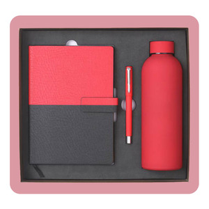 Set de Regalo de Cuaderno A5 de Cuero PU Estilo Ejecutivo, Bolígrafo Personalizado, Botella de Agua de Acero Inoxidable - Impresión Grabada, Marca Liviya - Product Image 1