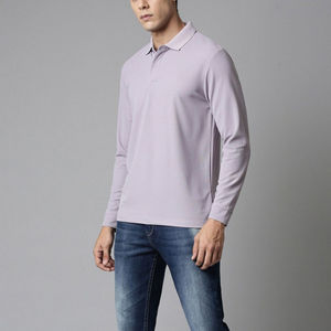 Mens Long Sleeve Polo Shirt Slim Fit Solid Color Soft Stretch Breathable Lightweight Casual Daily Wear <b>Classic</b> Collar Top - Product Image 6