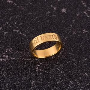 Anillo de Plata con Esmalte Dorado 'Hasta la Muerte', Anillo de Promesa para Aniversario de Bodas, Engaste Invisible, Clásico, Apilable, Gran Venta - Product Image 5