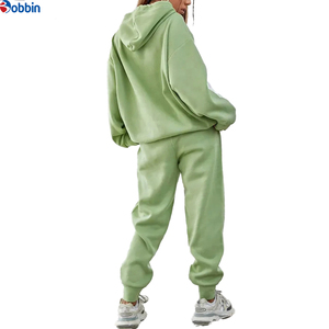 Conjunto Deportivo Personalizado para Mujer, Sudadera con Capucha Verde Sólido, Pantalones Largos Holgados con Bolsillos Laterales, Ropa de Otoño - Product Image 1
