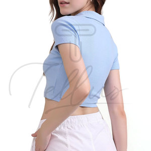 Nuevo Estilo Moderno, Sudadera Corta Transpirable de Verano para Mujer, Color Sólido Personalizado, Informal, de Poliéster/Algodón, Top Ventas al Mejor Precio - Product Image 5