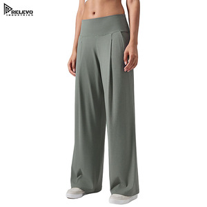Pantalones Deportivos de Cintura Alta para Mujer – Pantalones de Yoga Holgados de Pierna Recta con Bolsillos Personalizados - Product Image 1