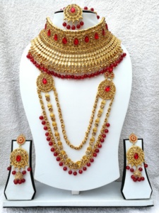 Indian Trendy Classic Choker Engagement Anniversary Wedding Party <b>Gift</b> Set Traditional Crystal Kundan Faux Pearl Alloy Gold - Product Image 6