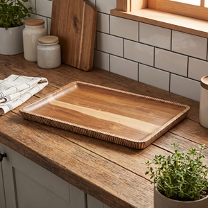 Food Grade Suar Wood With White Coconut <b>Shell</b> Large Square Serving Tray <b>Light</b> Brown Forty And Thirty Centimeters Premium Quality - Product Image 4