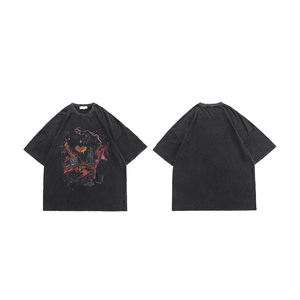 Men's Oversized T-Shirt Acid Washed Short Sleeve with Custom Logo Printed Drop Shoulder <b>Design</b> - Product Image 5