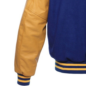 Veste universitaire blanche unie sur mesure avec bandes blanches, veste de baseball pour homme - Product Image 3