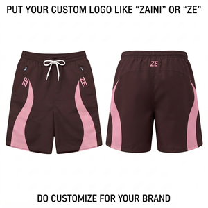 Premium ZAINI <b>Men's</b> 160gsm Micro Polyester/Nylon Mid Waist Silk Screen Printed Solid Windbreaker <b>Shorts</b> White <b>Red</b> Drawstring - Product Image 1