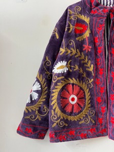 Abrigo de Terciopelo Bordado con Flores Vintage para Mujer, Talla Grande, Cuello Redondo, Manga Larga, Invierno, Casual, Ecológico, Estilo Bohemio, Patrón Suzani - Product Image 4