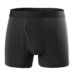 Calzoncillos bóxer sin costuras de cintura media para hombre, de spandex, transpirables, de punto, de secado rápido, con estampado digital, cintura con logo personalizado, color liso. - Product Image 1