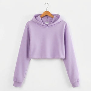 Sudadera con Capucha Corta Blanca para Mujer, Estilo Bape, Manga Larga, Informal, de Felpa, Color Sólido, para Otoño - Product Image 3