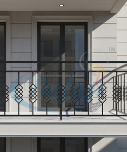 Mâts décoratifs modernes en fonte gris très polie, robustes, pour balcon et escalier, sans cadre, résistants aux UV et à la rouille - Product Image 2