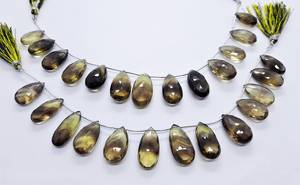 AAA Natural Bio Lemon Faceted Pear Shape Briolette 11x18-13x22MM Bio Lemon Gemstone Beads 7.5Inch Strand For Jewelry Making Bulk - Product Image 3