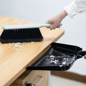 Metal Dustpan with Broomstick <b>Handle</b> Bristle Material for Efficient Usage - Product Image 4