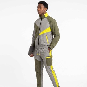 OEM Custom LOGO Embroidery Two Piece Zip up <b>Jacket</b> Long Set with <b>Reflective</b> Polyester Windbreaker Tracksuits for Men - Product Image 2