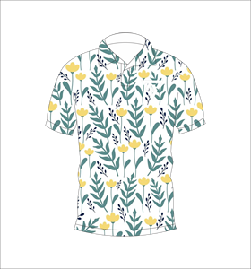 Chemise de golf à manches courtes en polyester imprimée par sublimation, style hawaïen jaune personnalisé, décontractée, respirante, pour les vacances - Product Image 4