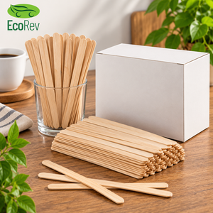 ไม้คนชาแบบใช้แล้วทิ้ง EcoRev ทำจากไม้ไผ่ ห่อแยกชิ้น ย่อยสลายได้ เหมาะสำหรับร้านกาแฟ ดีไซน์เรียบง่าย - Product Image 3