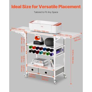 14 portabottole in vinile 2 cassetti pieghevole carrello per artigianato e tavolo di stoccaggio comodamente portatile e salvaspazio - Product Image 3
