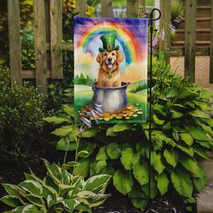 Drapeau de jardin de la Saint-Patrick pour les fans du Golden Retriever Bannière de cour décorative multicolore pour Patio Artwork Drapeau de parterres de fleurs - Product Image 2