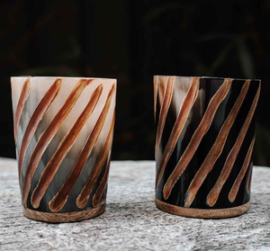 Copa Vikinga de Cuerno Corto Tallada a Mano, de Cuerno Natural con Borde de Latón para Cerveza, de Buena Calidad y Diseño Moderno - Product Image 1