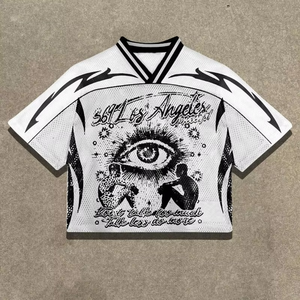 Custom Men's Box Cut Boxy Tee Oversize Polyester Football Basketball Soccer Baseball <b>Mesh</b> Jersey TShirt Crop <b>Top</b> T-shirt for Men - Product Image 1