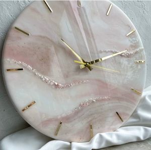 Handmade Resin <b>Modern</b> <b>Wall</b> <b>Clock</b> Marble Look Quartz Movement Custom Size Decorative Hanging Living Room - Product Image 4