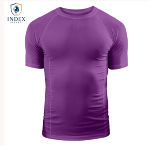 T-shirt sportif pour homme Index Apparel, manches raglan violettes, col rond, séchage rapide, coupe ajustée, en polyester tricoté, longueur standard - Product Image 1