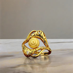 Bold 4.380 Gram Gold <b>Ring</b> | Intricate Filigree & Dome Design <b>for</b> <b>Women</b> | <b>Statement</b> Yellow Gold Jewellery - Product Image 3