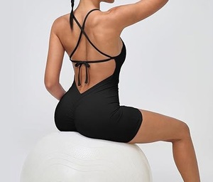 Traje de Yoga para Mujer, Mono Deportivo sin Costuras, Cintura Ultra Alta, Spandex y Poliéster, Frente Cruzado, Manga Larga, Traje Atlético Ajustado - Product Image 3